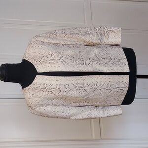 Spiegal Animal Print Blazer Jacket Silk Size 8 Beige